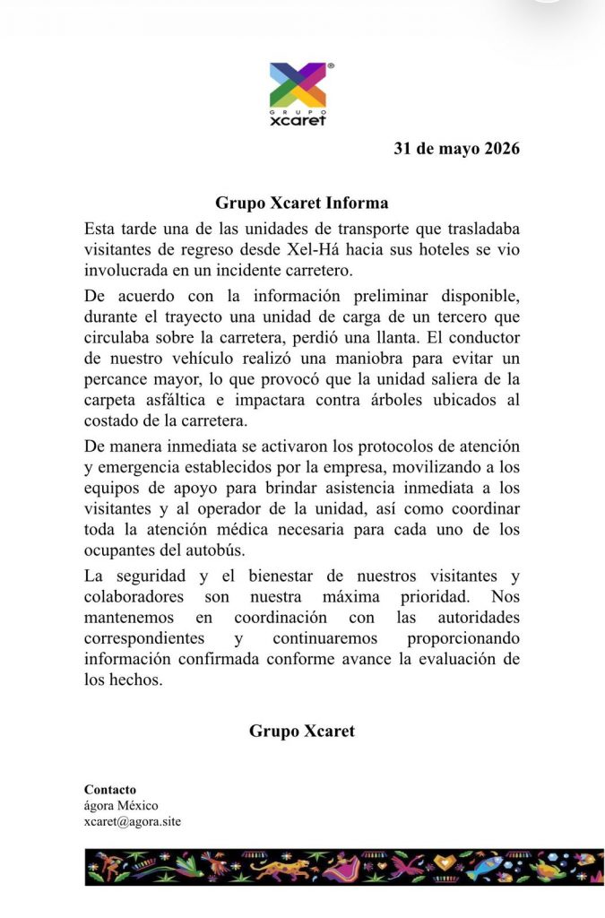 Comunicado grupo Xcaret