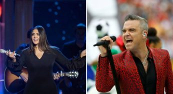 Robbie Williams canta “Angels” en Rusia… en Twitter lo comparan con Yuridia