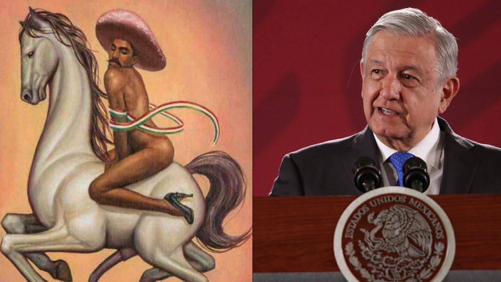 AMLO califica como homenaje a polémico cuadro de Zapata