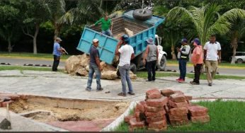 Se hunde volquete en Chetumal