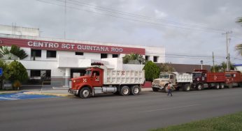 SE MANIFIESTAN VOLQUETEROS EN LAS INSTALACIONES DE LA SCT