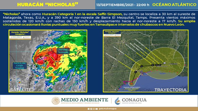 “Nicholas” se degrada a Tormenta Tropical
