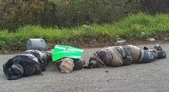 Tres hombres fueron halladas embozados y con cartel de amenaza.