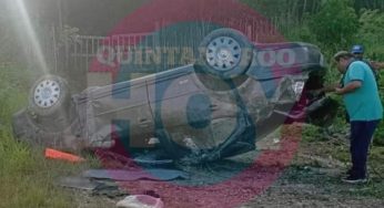 Vuelca automóvil que transportaba a alumnos del CREN de Bacalar