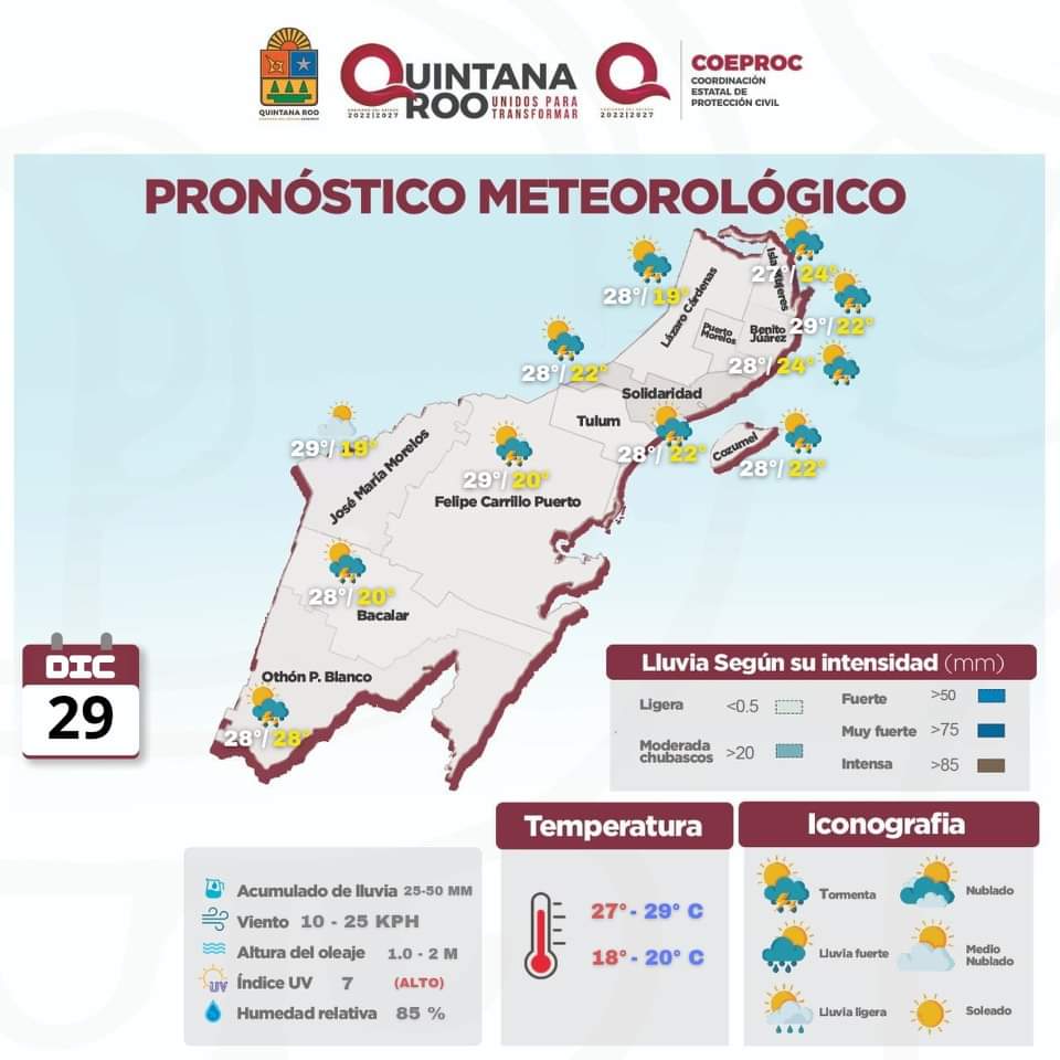 Será un jueves lluvioso en Quintana Roo