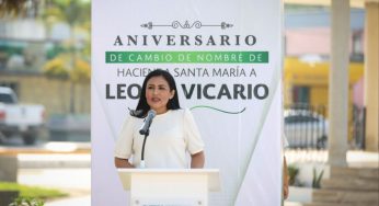 ENCABEZA BLANCA MERARI CEREMONIA POR EL LXXXVII ANIVERSARIO DEL CAMBIO DE NOMBRE DE HACIENDA SANTA MARÍA A LEONA VICARIO