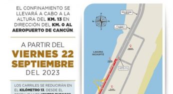 Cierran carril del Boulevard Kukulcán de Cancún por obra