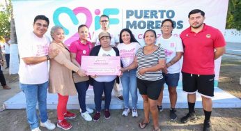Organizan exitosa segunda gran carrera contra el cáncer de mama en Puerto Morelos
