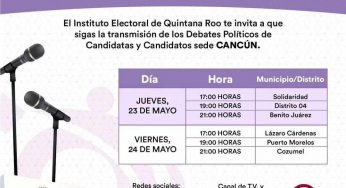 Confirma Ieqroo fechas de 22 debates para candidatos a diputados y alcaldes