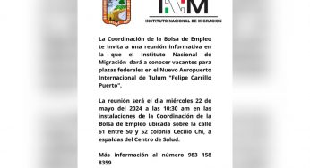 Ofrecerán vacantes en el Aeropuerto Internacional “Felipe Carrillo Puerto” en Tulum