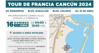 El próximo domingo cerrarán vialidades en Cancún por Tour de Francia