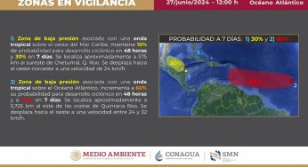 Incrementa a 80% probabilidad de formación ciclónica en el Atlántico