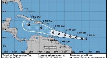 Se forma la Depresión Tropical 2 en el Atlántico; se desplaza hacia el Caribe