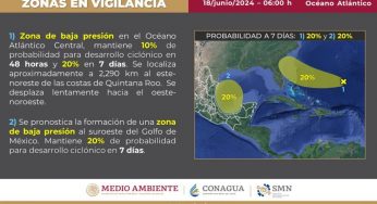 Lluvias fuertes este martes en Quintana Roo; vigilan zonas de baja presión