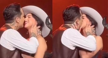 Christian Nodal besa a Ángela Aguilar en su último concierto en el Auditorio Nacional