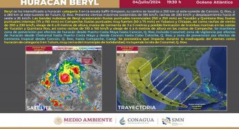 Huracán ‘Beryl’ sube a categoría 3 antes de impactar Quintana Roo
