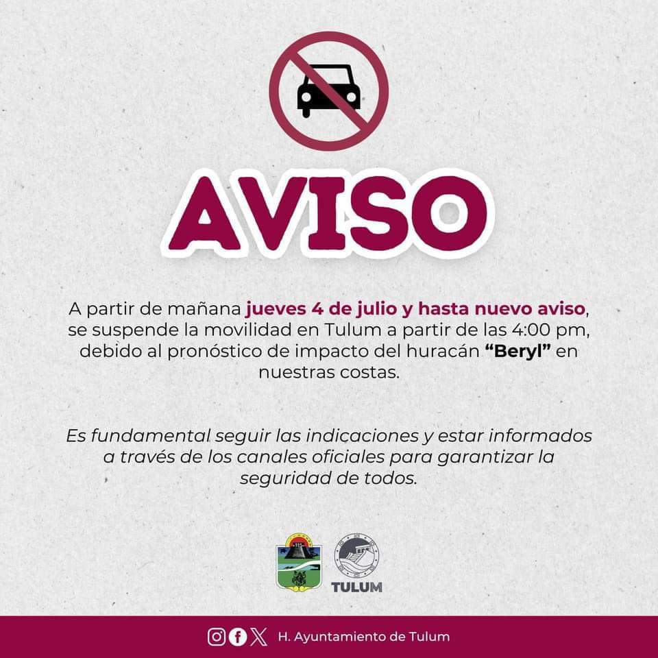 Sin circulación vehículos a partir de las 4 de la tarde en estos tres municipios