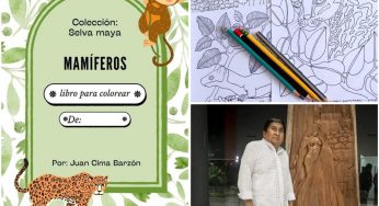 Artesano maya de Dzula lanza libro para colorear con imágenes de mamíferos de la selva maya