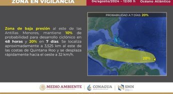 Alerta en Quintana Roo por zona de baja presión y posible tormenta tropical