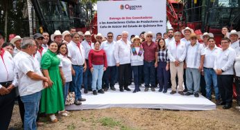 Se realizó la entrega de cosechadoras de última generación; cañeros del sur del estado agradecen a la gobernadora Mara Lezama