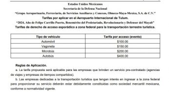 Ajustan tarifas para transportistas en el Aeropuerto Internacional de Tulum, ante quejas por costos excesivos