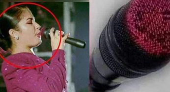 El micrófono con el labial de Selena, símbolo de su legado musical