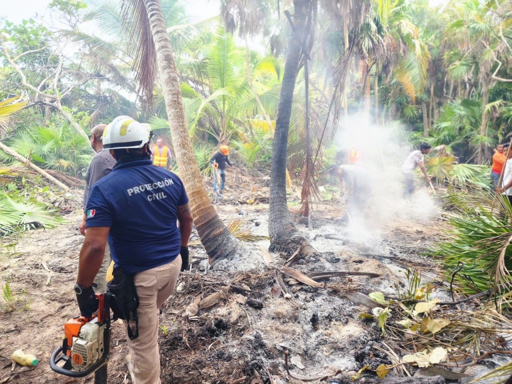 Se fortalece el combate al incendio en Sian Ka’an mediante acciones conjuntas