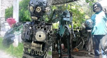 Tihosuco diseña un Robot Romántico con metales reciclados