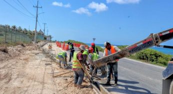 Avanza la obra de la carretera Perimetral en Isla Mujeres tras socavón por “Helen”