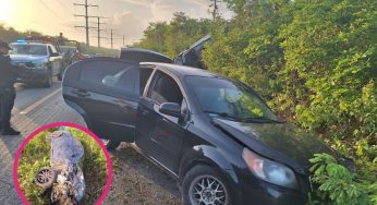 Accidente carretero deja una persona lesionada y un auto volcado