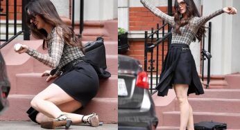 Anne Hathaway sufre caída durante el rodaje de “El diablo viste a la moda 2” 