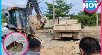 Atienden socavón en avenida Maxuxac; cierran tramo por seguridad