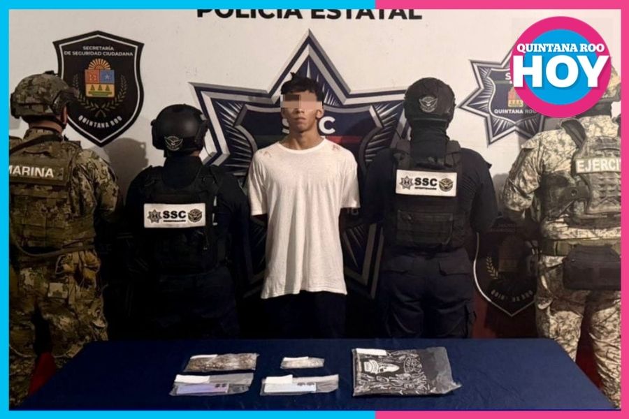 Detienen a hombre con presunta droga en Paseos del Mar