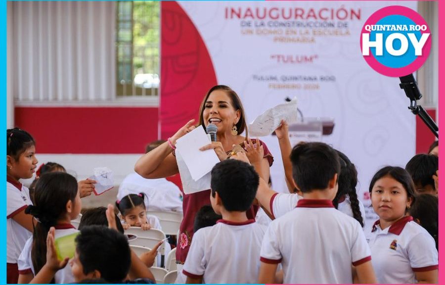Gobierno de Q. Roo entregó domo nuevo a la primaria Tulum; Beneficiará a más de 500 estudiantes