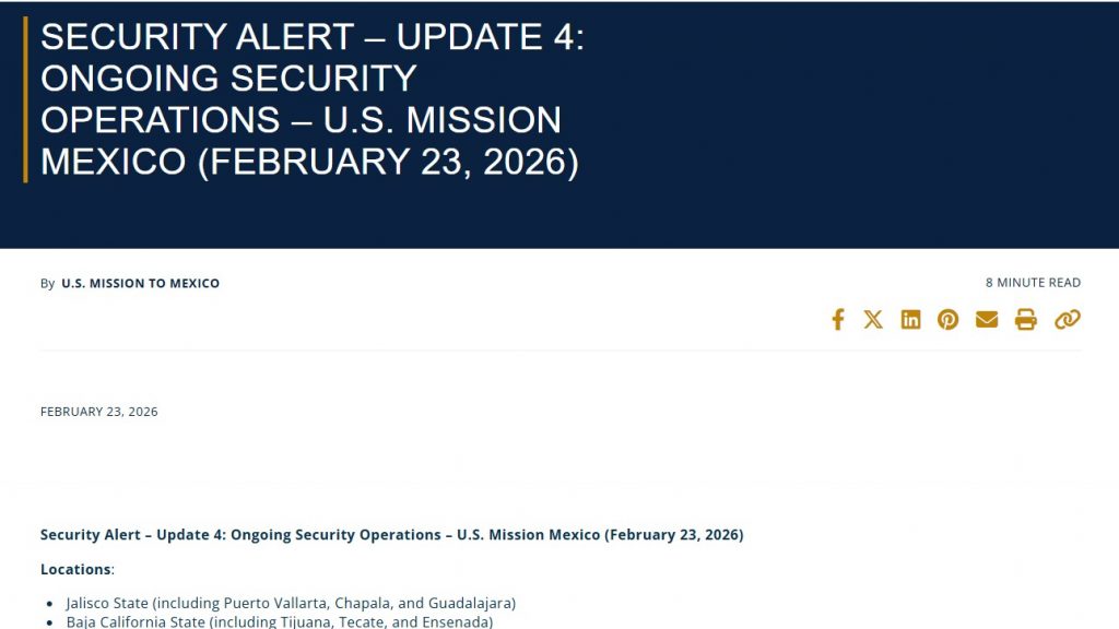 EUA retira alerta de seguridad para Quintana Roo; mantiene advertencia en Jalisco