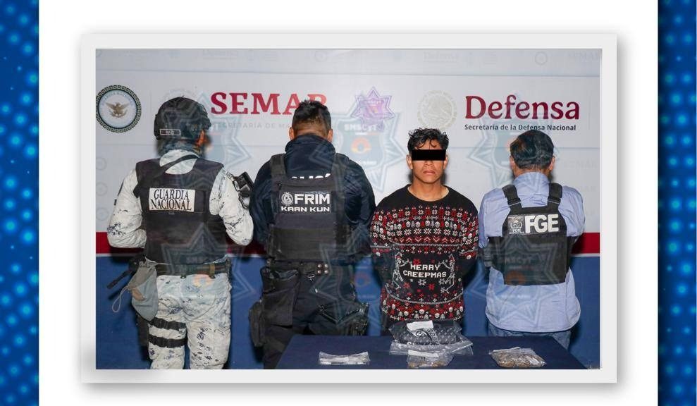 Detienen a joven con presuntos narcóticos en la Supermanzana 510 de Cancún