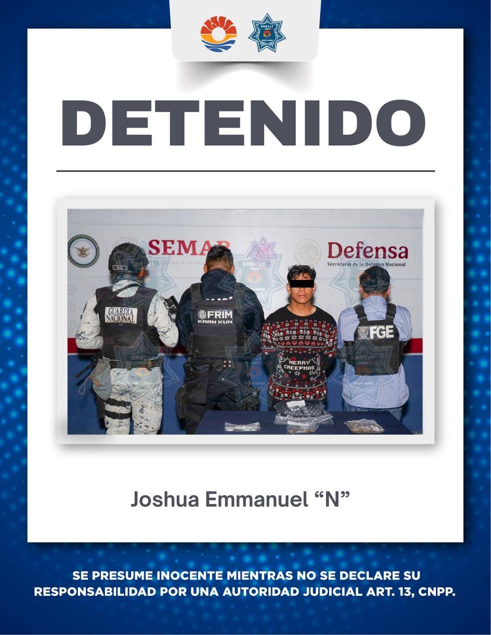 Detienen a joven con presuntos narcóticos en la Supermanzana 510 de Cancún