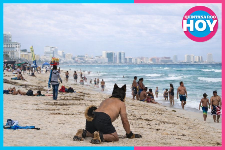 Imagen de persona caracterizada como perro en Playa Delfines genera reacciones