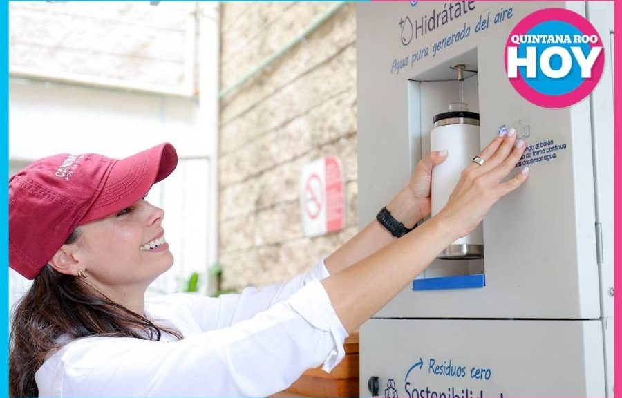 Ana Paty Peralta impulsa dispensadores de agua gratuita con tecnología sustentable en Cancún