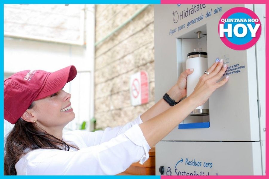 Ana Paty Peralta impulsa dispensadores de agua gratuita con tecnología sustentable en Cancún