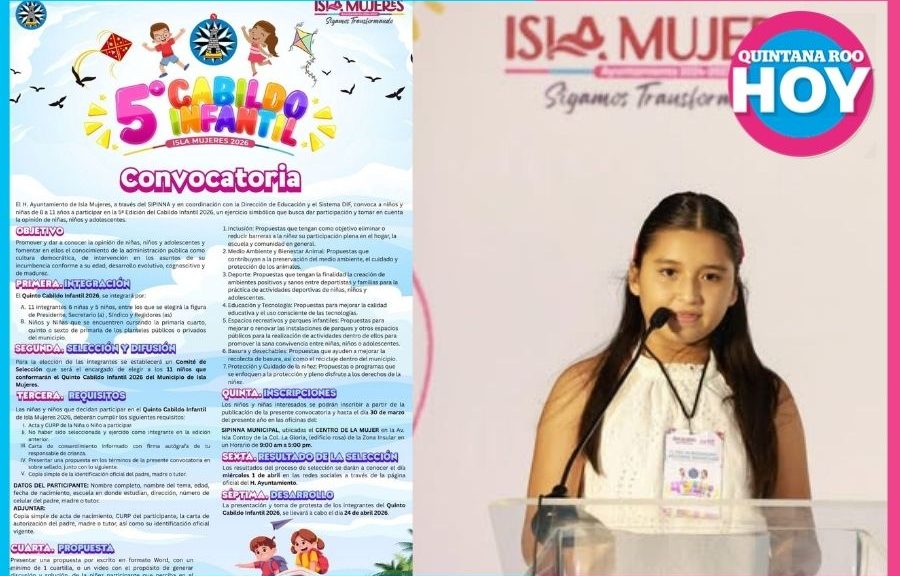 Convocan al Cabildo Infantil 2026 en Isla Mujeres