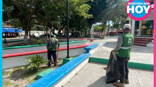 Refuerzan el mantenimiento de parques y áreas verdes en Puerto Morelos
