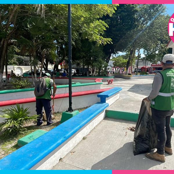 Refuerzan el mantenimiento de parques y áreas verdes en Puerto Morelos