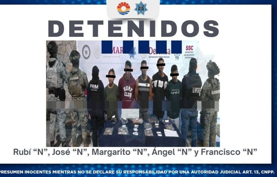 Caen cinco personas con más de 380 dosis de estupefacientes en Cancún