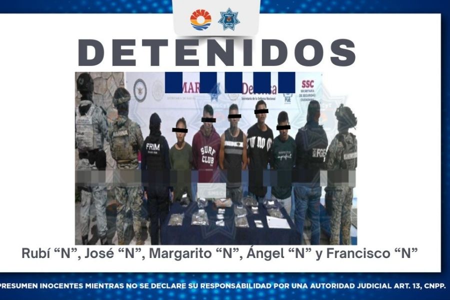 Caen cinco personas con más de 380 dosis de estupefacientes en Cancún