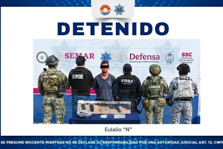 Detienen a hombre armado con fusil .223 en Cancún