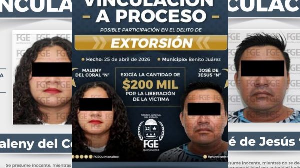 Vinculan a proceso a pareja por presunta extorsión de 200 mil pesos