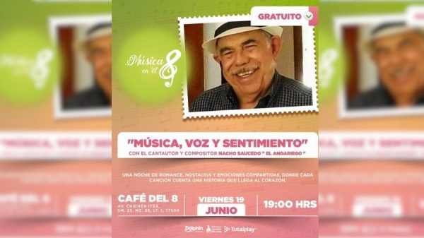 Nacho Saucedo ofrecerá concierto gratuito en Música en el 8