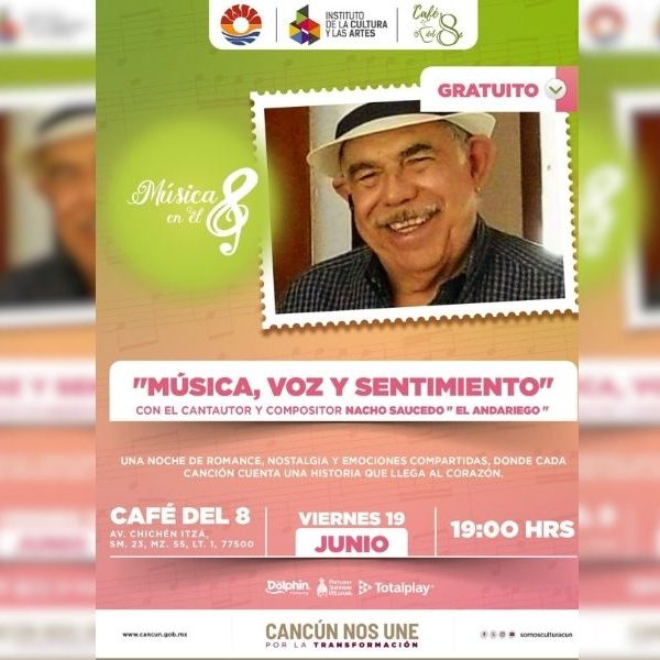 Nacho Saucedo ofrecerá concierto gratuito en Música en el 8