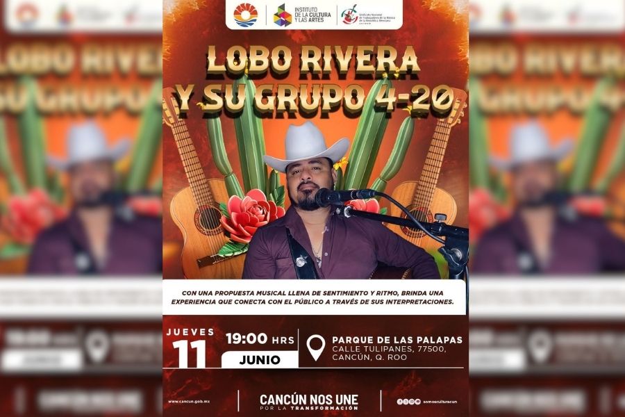 Lobo Rivera encenderá el Parque de las Palapas con concierto